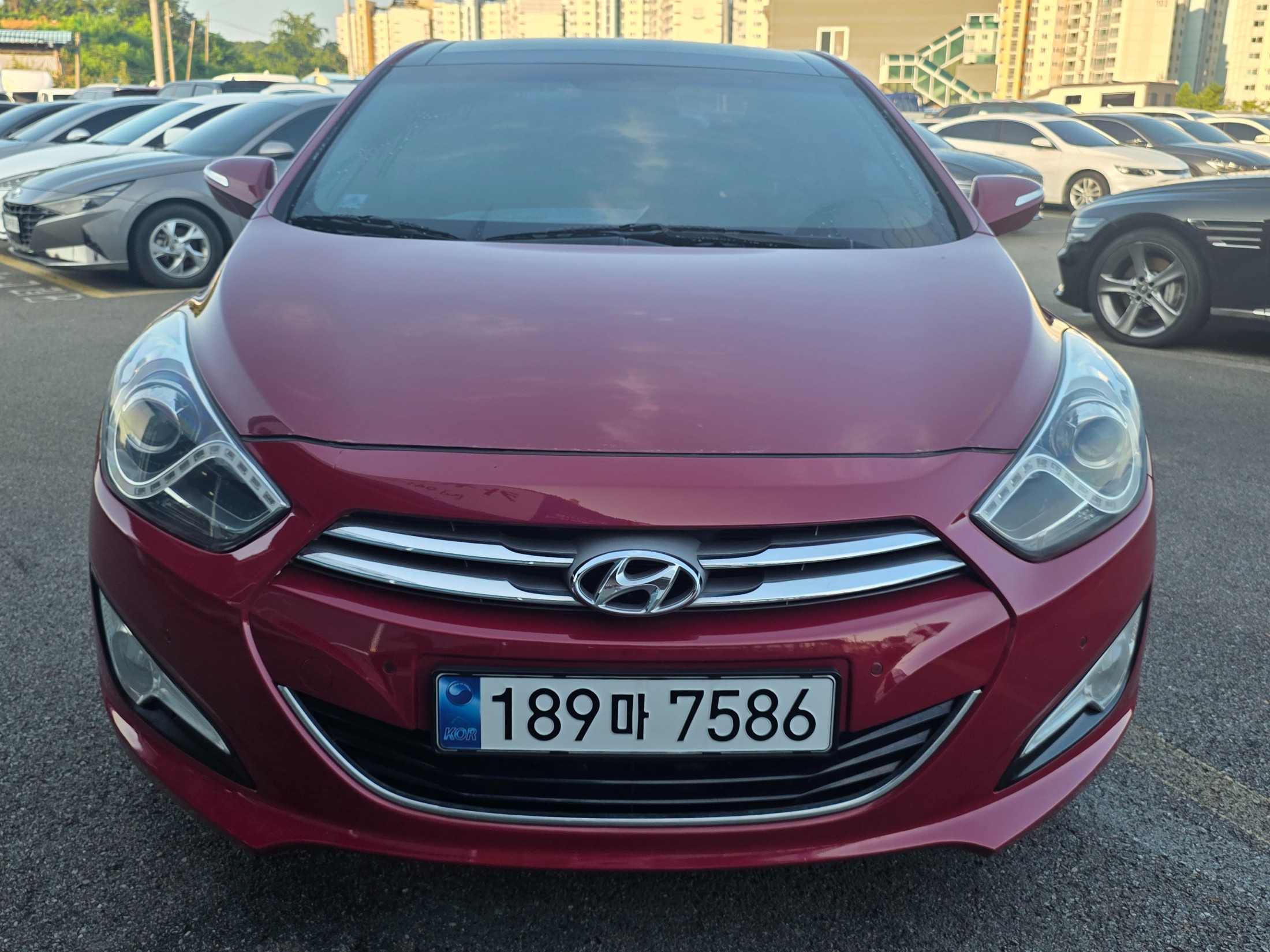 Used Korean vehicle on a dealer lot in South Korea